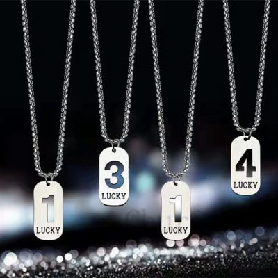 0-9 Hollowed Out Lucky Stainless Steel Digital Pendant