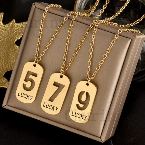 0-9 Hollowed Out Lucky Stainless Steel Digital Pendant