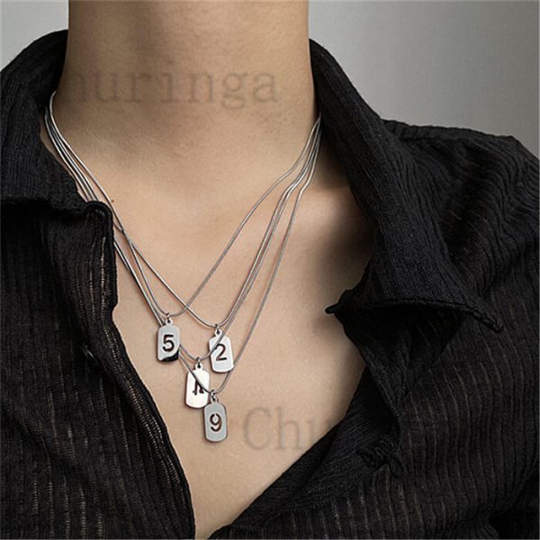0-9 Hollowed Out Stainless Steel Digital Pendant